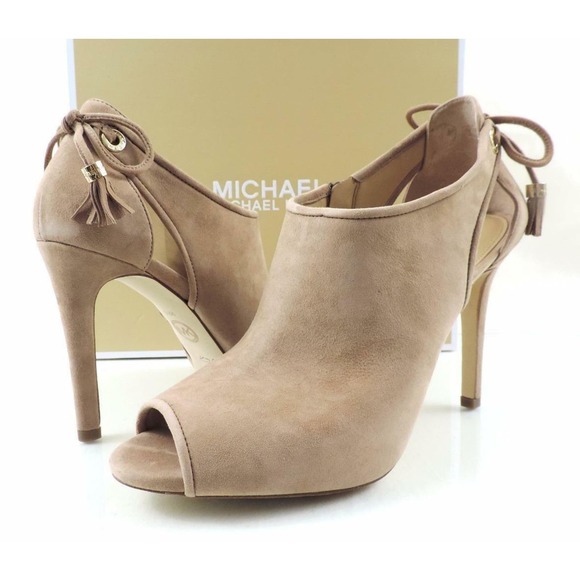 Michael Kors Jenings Bootie High Heels Sandals Open Toe Nude Dark Khaki Size 9.5 - Picture 2 of 10